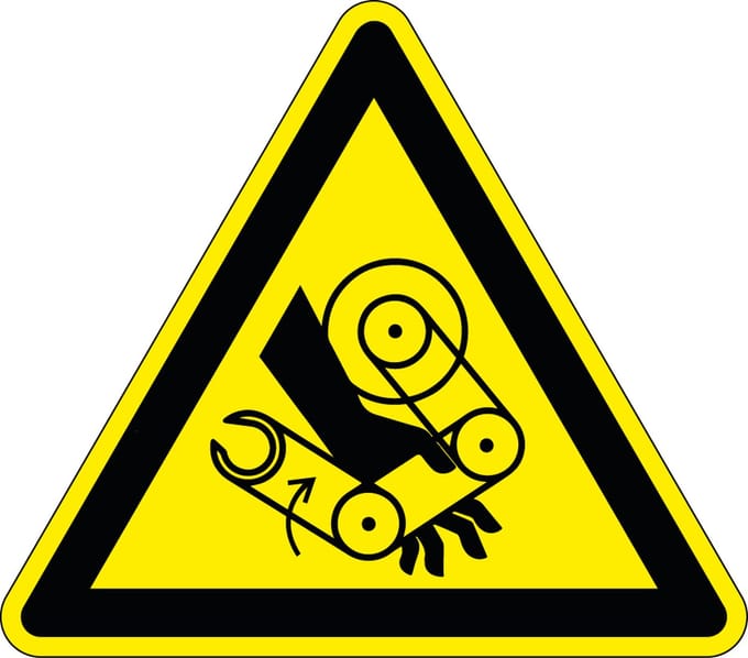Pas op voor handbeklemming door robotarm sticker 400 mm
