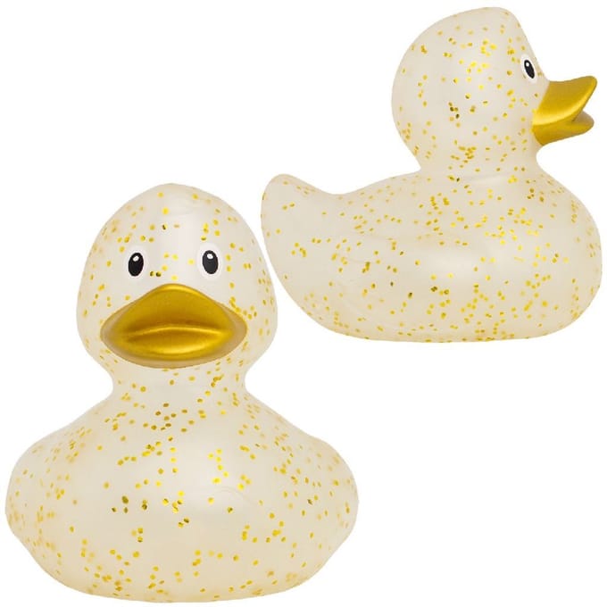 van der Meulen badeend goud glitter rubber speelgoed eendje.