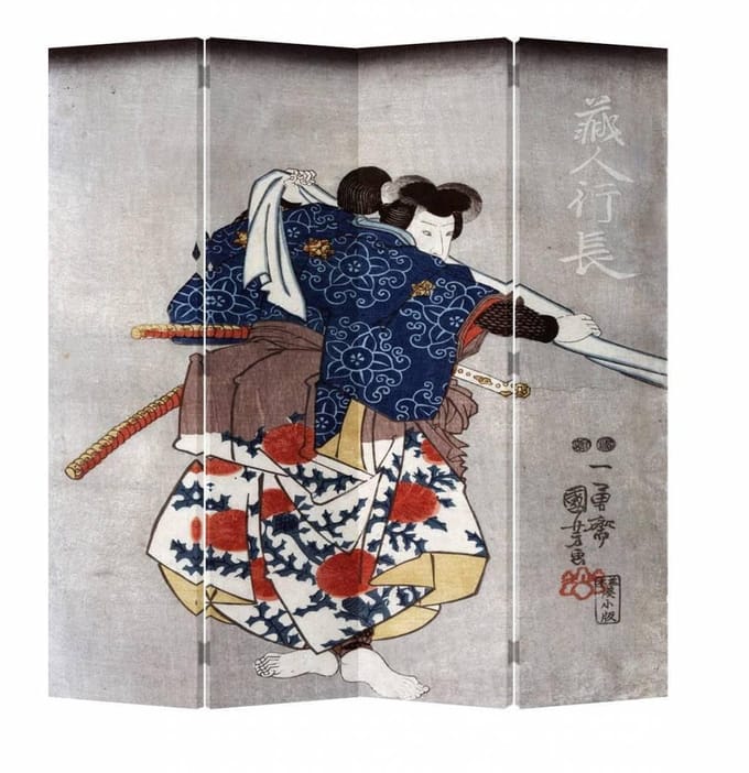 Fine Asianliving Japans Kamerscherm Oosters Scheidingswand B160xH180cm 4 Panelen Japanse Samurai