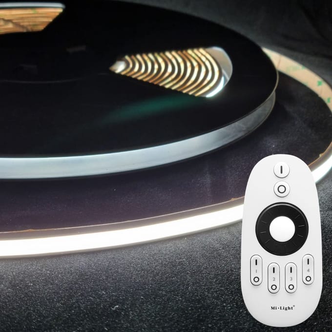LED Strip COB - 10 Meter - Complete Set - 6000k - Koud Wit - 24V - IP68 Waterdicht - 480LED/m - Met RF Mi-Light(MiBoxer) Afstandsbediening