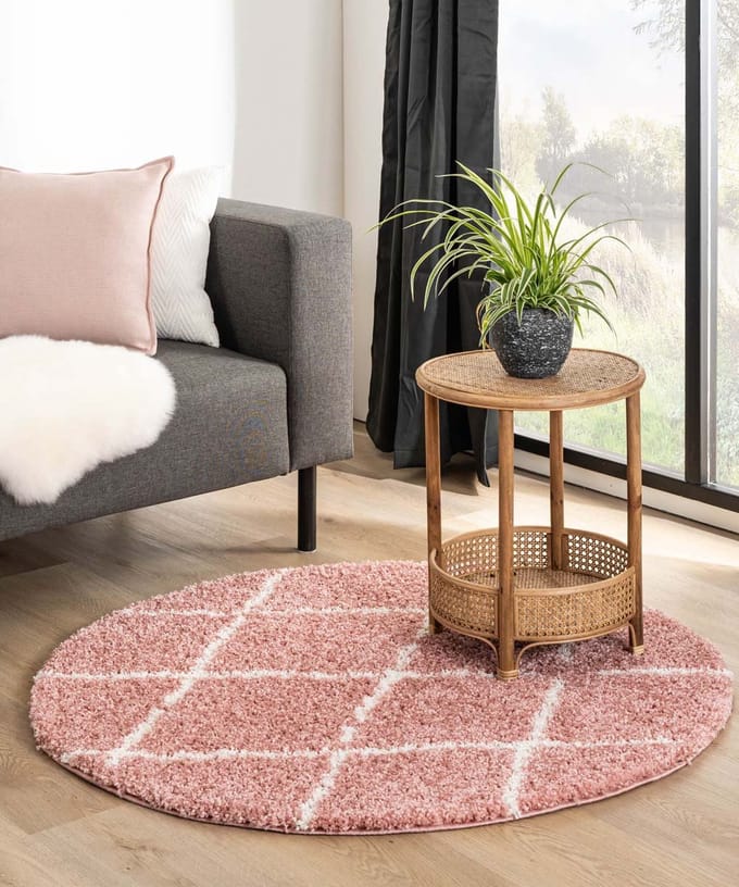 Rond berber vloerkleed - Habitat roze/wit 280