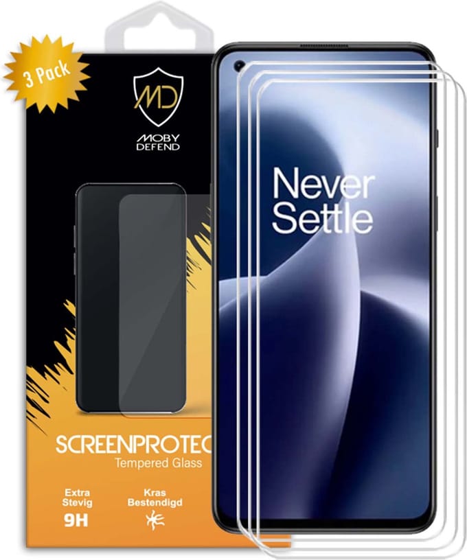 3-Pack MobyDefend Screenprotectors - Geschikt voor OnePlus Nord 2T - Case-Friendly Screensaver - Gehard Glas