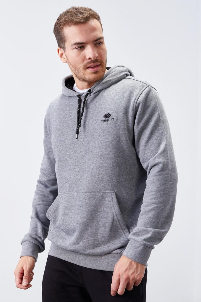 Heren Effen Hooded Sweater met Zak