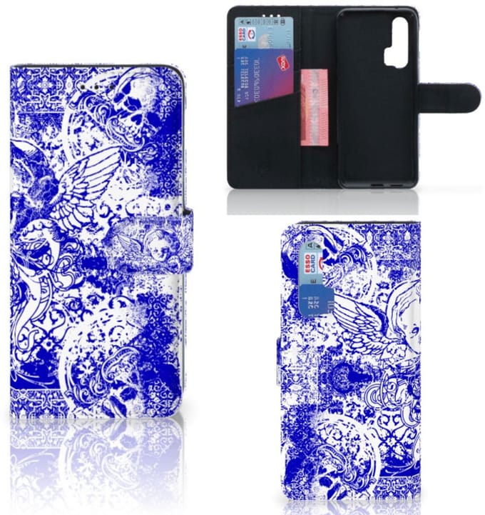 Telefoonhoesje met Naam Honor 20 Pro Angel Skull Blauw