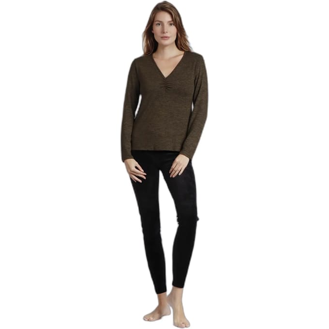 Dames lange mouwen T-shirt met knoop warm Admas