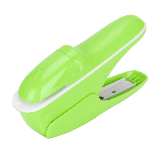 ABS Nietloos Nietmachine Boekpapier Nietvrije Nietmachine Bindmachine Handgereedschap(Blauw) groen