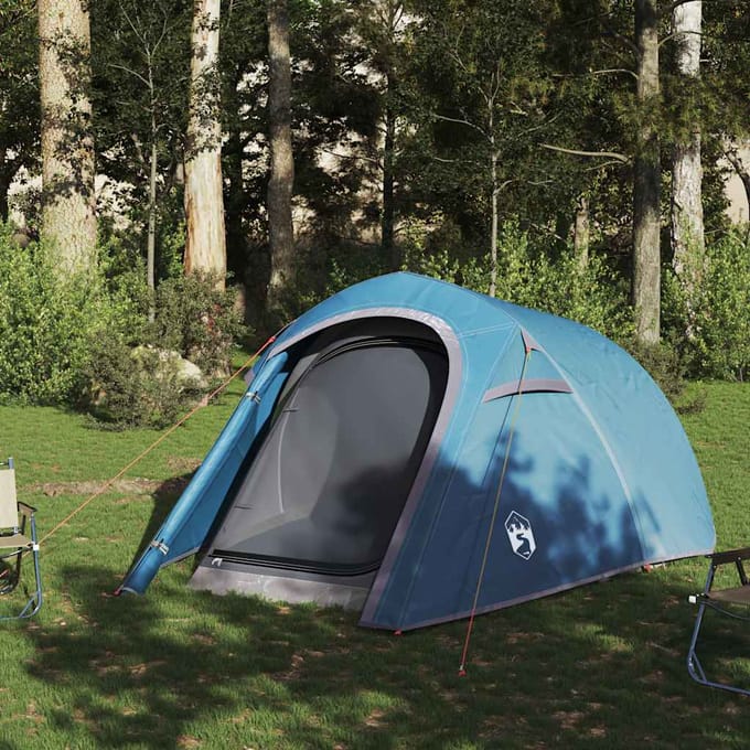 Vidaxl Tente de Camping, Tunnel, 3 Personnes, Bleu, Imperméable