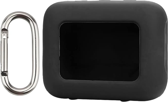 Draagbare Shockproof Liquid Silicone Case voor Bluetooth Speaker met Carabiner - Zwart, Beschermende Opbergtas