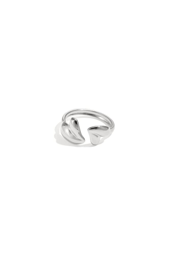Bijoutheek Ring (Sieraad) 2 Hartjes Zilverkleurig