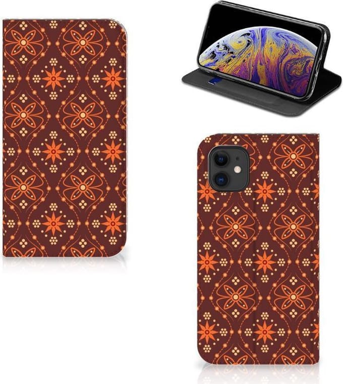 Apple iPhone 11 Hoesje met Magneet Batik Brown