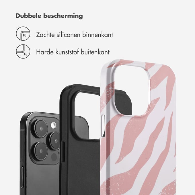 Selencia Hoesje - Geschikt voor Apple iPhone 14 Pro Max - Backcover - Colorful Zebra Old Pink