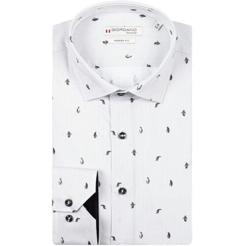 Giordano Overhemd Maggiore Semi Cutaway Satin Penguin Stripe Fantasy Soft Grey / male