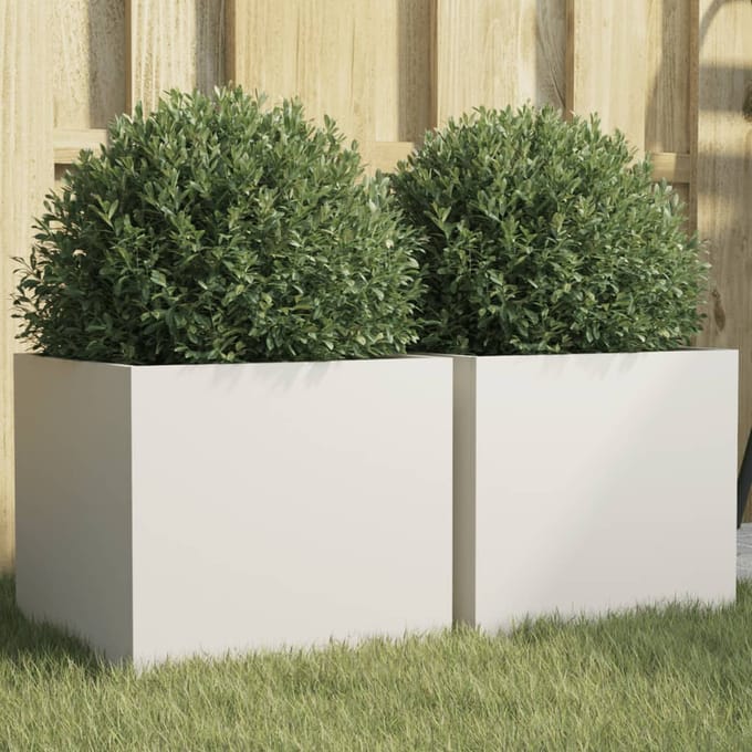 vidaXL - Plantenbakken - 2 - st - 32x30x29 - cm - staal - wit