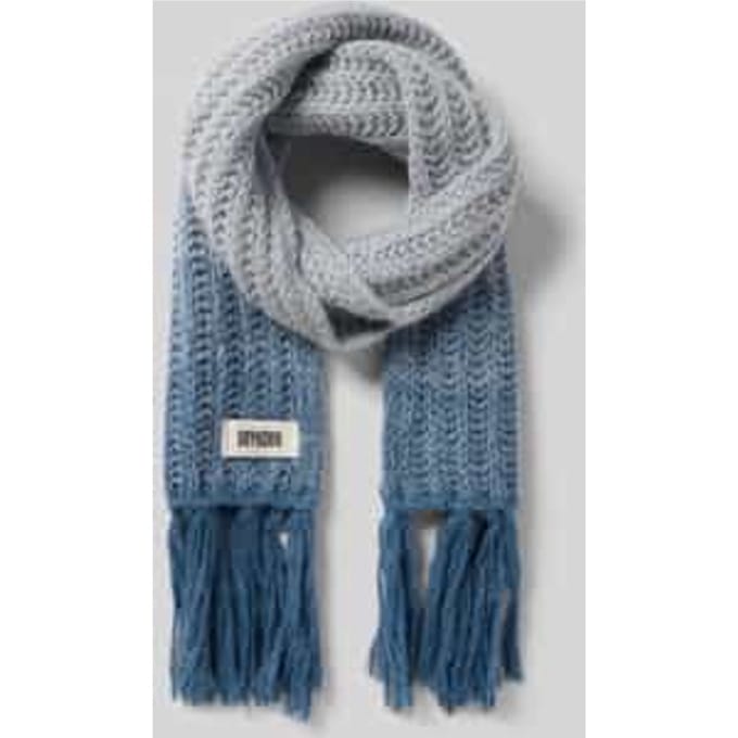Sjaal met labeldetail en franjes, model 'RISHA'