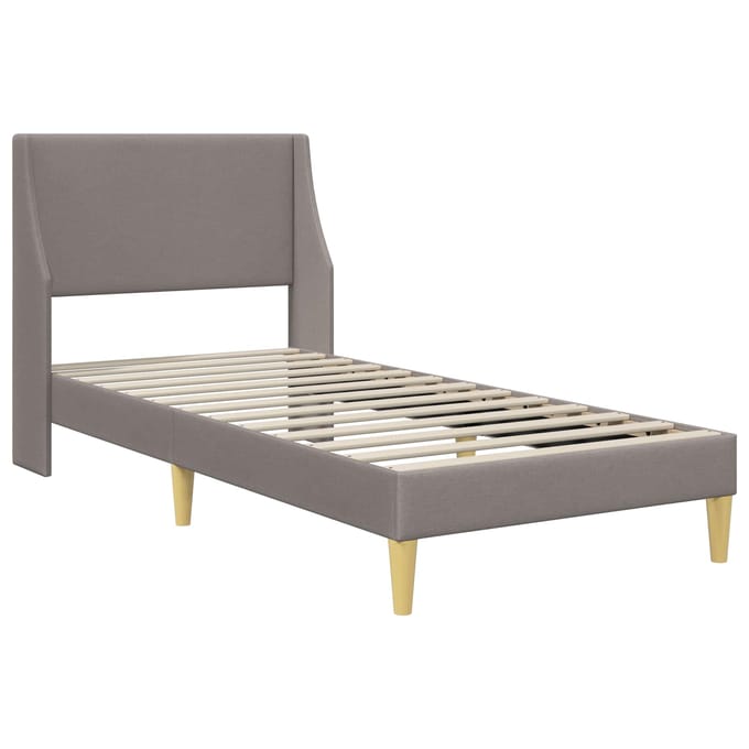 vidaXL - Bedframe - Effen - met - hoofdeinde - Taupe - 100 - x - 200 - cm - Stof