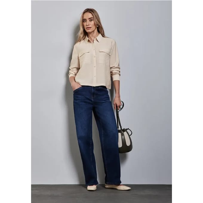 Overhemdblouse met borstzakken