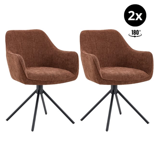 Multifurn Eetkamerstoel bo burgundy draaibaar (set van 2)