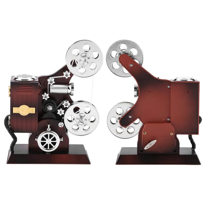 Vintage Muziekdoos Projector Stijl Sieradendoos met Cosmetische Spiegel gray