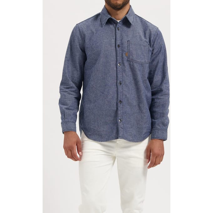 Mud Jeans Chris Denim Shirt Medium Stone Größe: M | Casual hemden Outlet | Herren | Blau