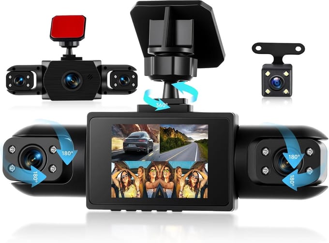 Ingebouwde 360° Voor- en Achterbinnen Camera – 4 Kanalen – 1080p Dashboardcamera – 2" IPS Dashcam