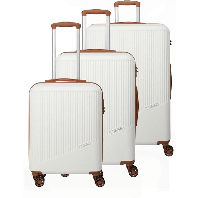 travelite Bali 4W Trolley L / M / S White / Cognac Wit 77cm