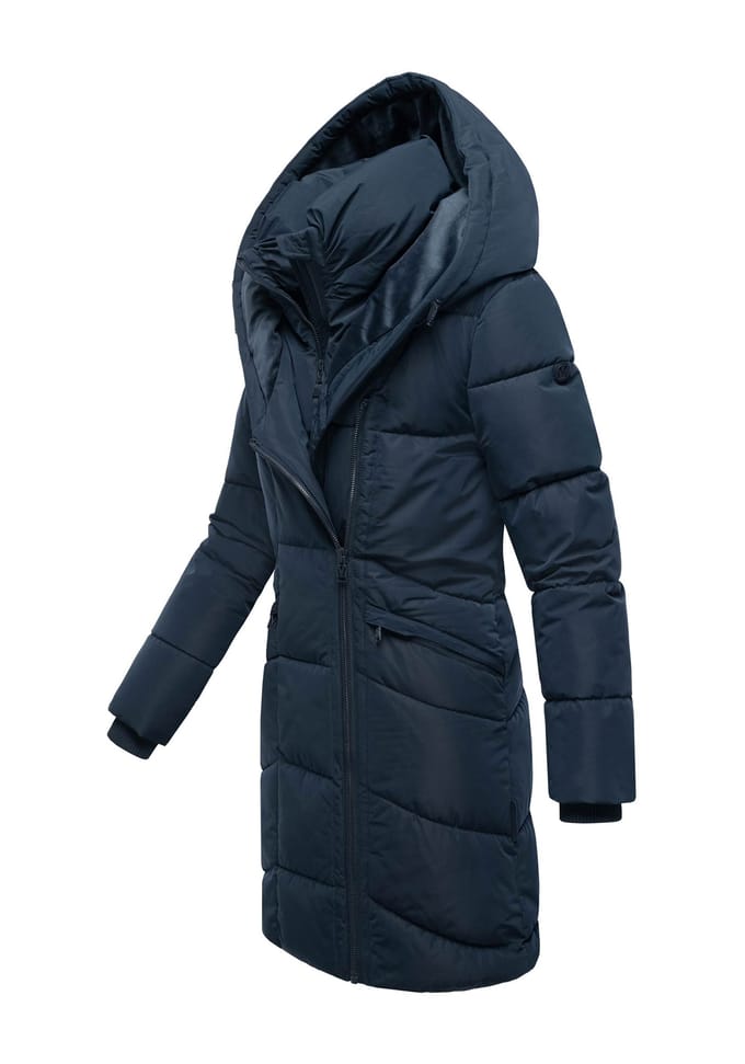 Marikoo dames gewatteerde mantel Virenaa met layer-look & fleecevoering