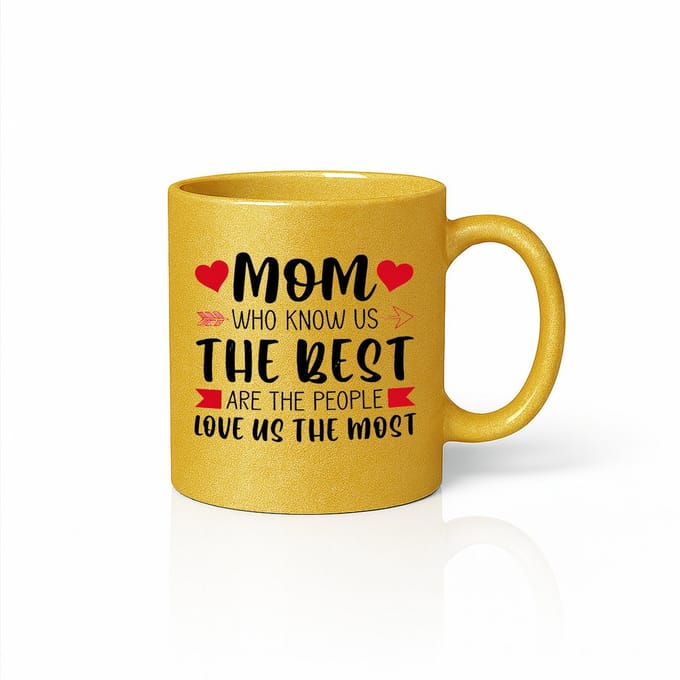 Luxe Gouden Moederdag Mok - Mom Who Knows Us The Best - 330ml - Goud