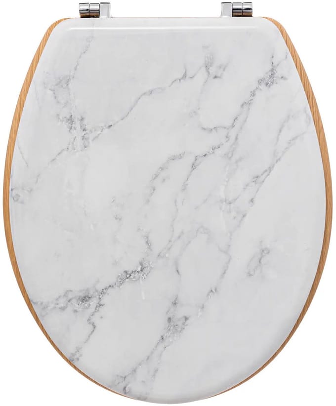 5Five Toiletbril Rome - wit marmer print - MDF hout - universeel - standaard wc bril