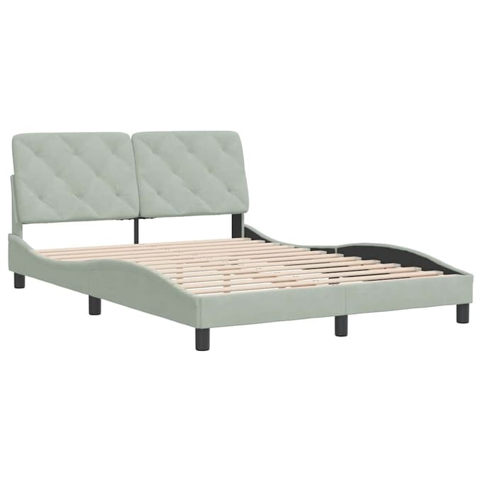 vidaXL - Bedframe - zonder - matras - 120x200 - cm - fluweel - lichtgrijs