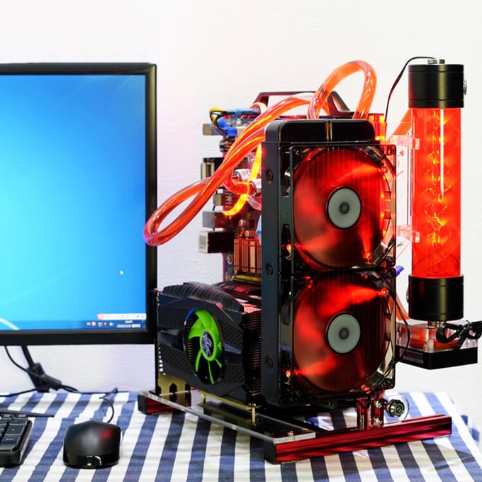 ATx M-ATX ITX Châssis Ouvert Vertical Plateforme de Test d'Overclocking Châssis Rack Poignée Rouge red