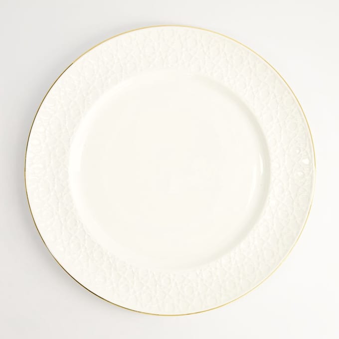 Tokyo Design Studio - Nippon White Gold Rim Bord - Stripe - Wit/Goud - 27 cm