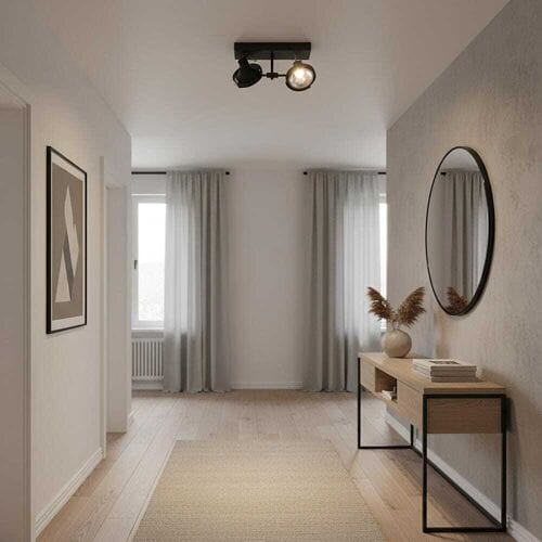LUSENZ Plafondlamp Telesto nero II - AR111-fitting - IP20 voor binnen - Zwart - Aluminium - Dubbele spotlight