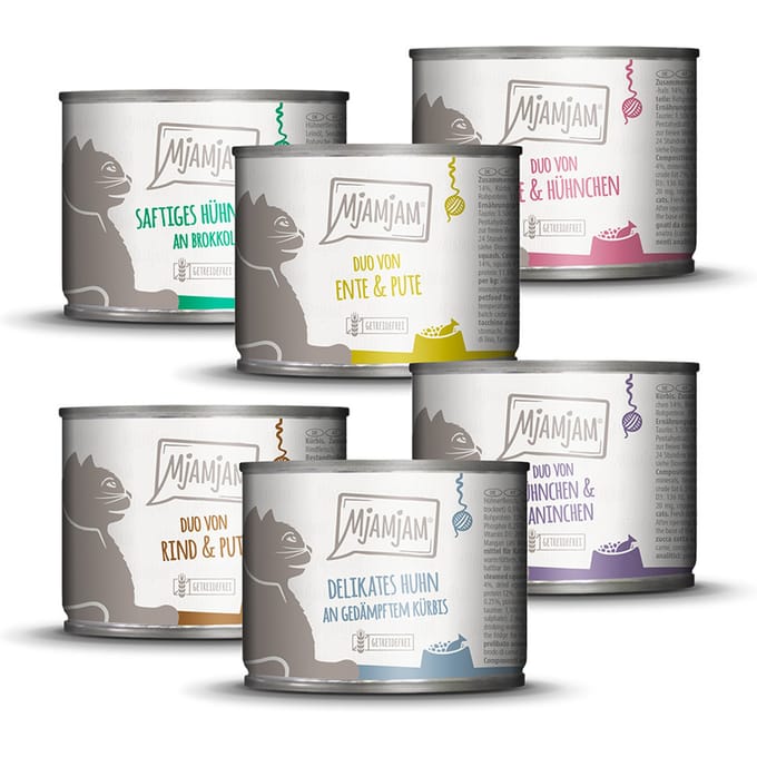6x 200g Mixpack MjAMjAM Mix 2 (6 soorten) nat kattenvoer