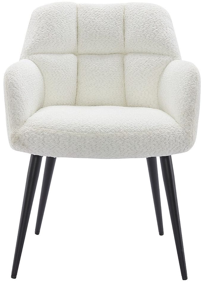 Vente-unique Set van 2 stoelen met armleuningen - Boucléstof en metaal - Wit - PEGA