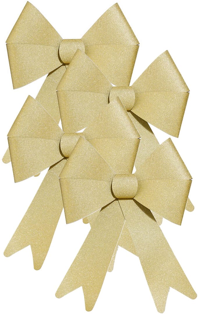 Feeric Christmas Kerst strik - 4x - goud - glitter - 30 cm - pvc - decoratiestrik - kerststrik - kerstversiering