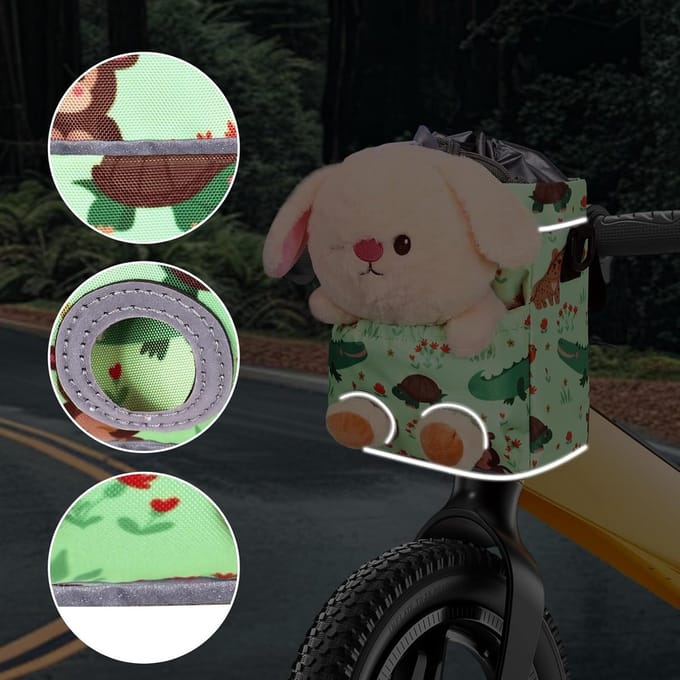 Kinderfietsmand Voorop met Schouderriem en Pluche Dier