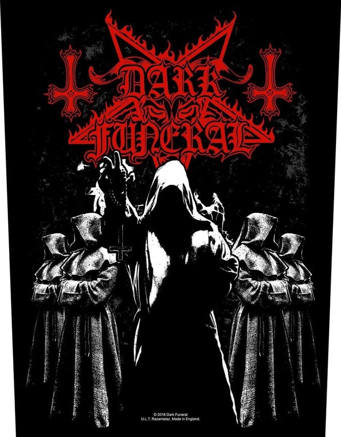 Dark Funeral Shadow Monks Motief Grote Rugpatch Zwart/Wit/Rood- Officiële Merchandise