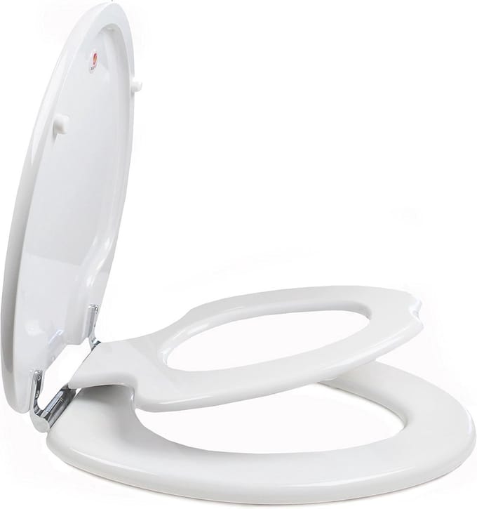 Toiletbril - Kinderzitting - Zindelijkheidstraining - Ingebouwd potje - Langwerpig model - Wit