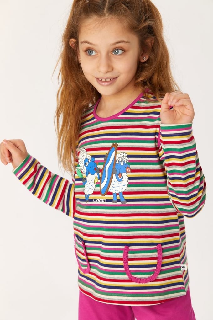 Woody Meisjes-Dames Pyjama multicolor - maat 176/16J