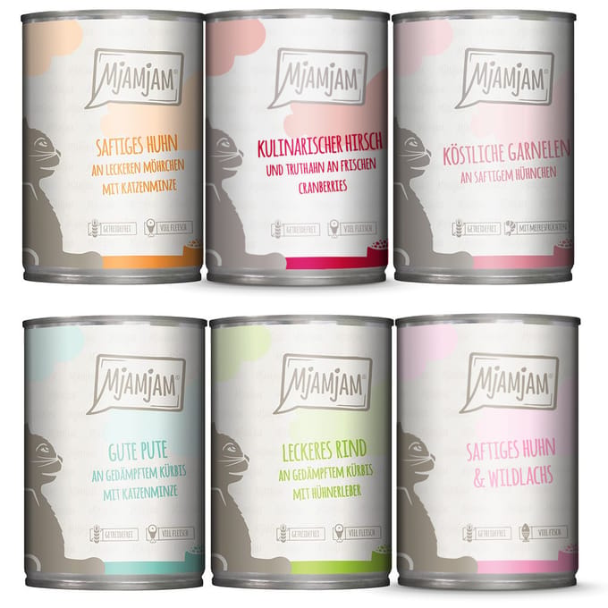 6x400g Mix (6 Rassen) MjAMjAM Kattenvoer Nat