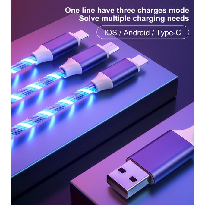 Eén-op-drie metalen streamerlicht is geschikt voor Apple Android Type-C mobiele telefoon, één-op-drie blauw