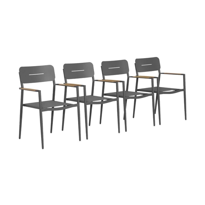 sweeek - Set van 4 tuinstoelen van aluminium en textileen - fira