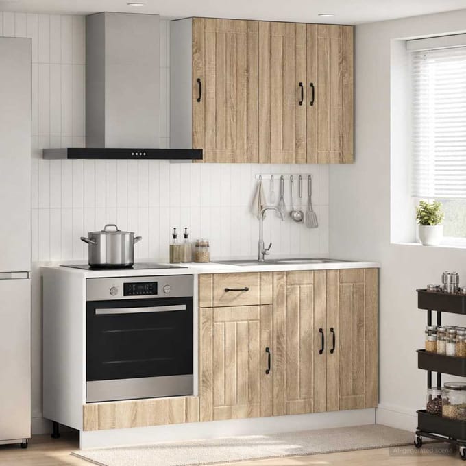 vidaXL - Keukenblok - LUCCA - 5 - st - Sonoma - Eiken - Bewerkt - hout