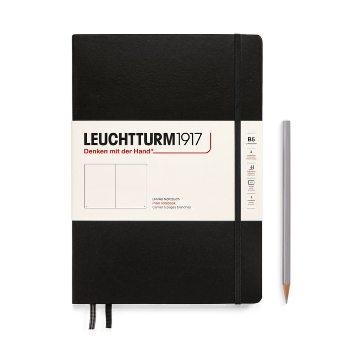 Leuchtturm 1917- Hardcover- B5- 18 x 25.5 cm- Notitieboek - Black- Blanco