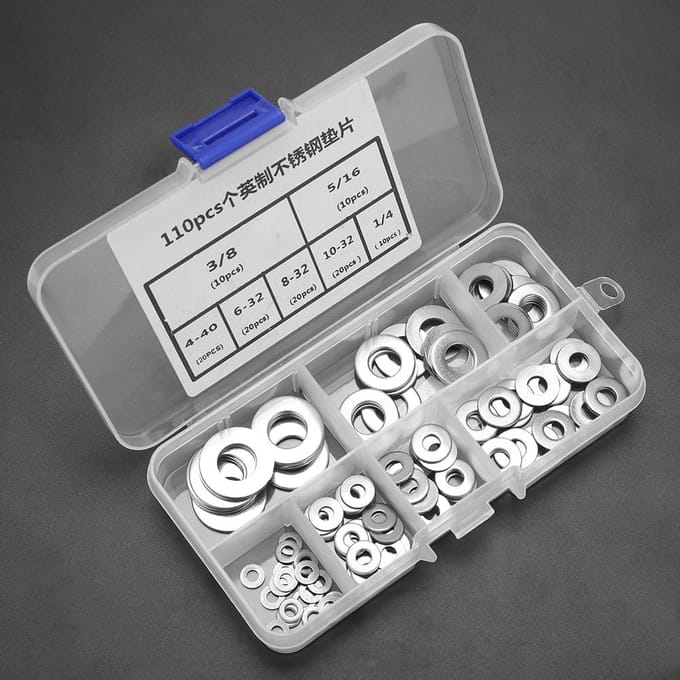 110 stuks Imperiale Standaard RVS Platte Ringen Assortimentskit met Doos
