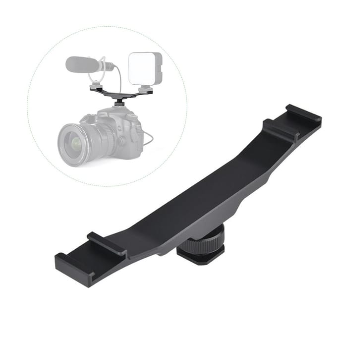 Dubbelzijdige Koude Schoen Mount Beugel Verlengstang voor Camera Flits Vullicht Microfoonhouder black