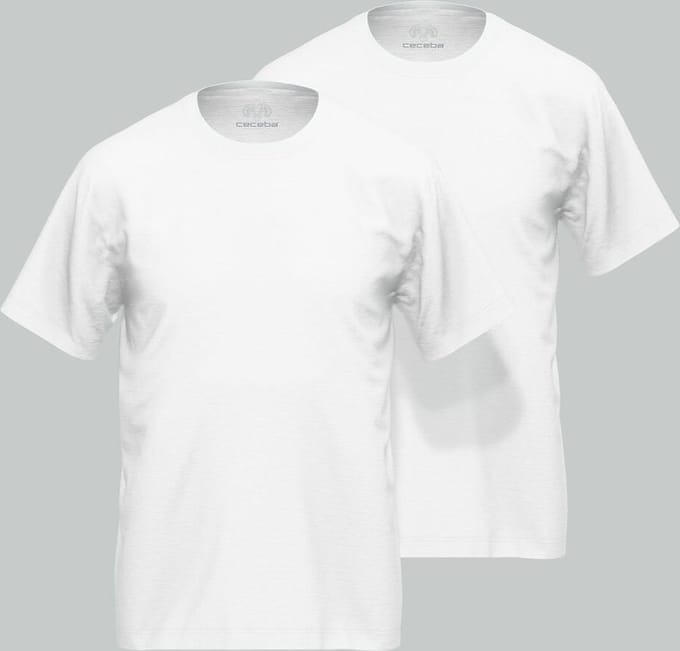 CECEBA Nevada - Heren T-shirt ronde hals - 2-pack - 100% biologisch katoen - Wit