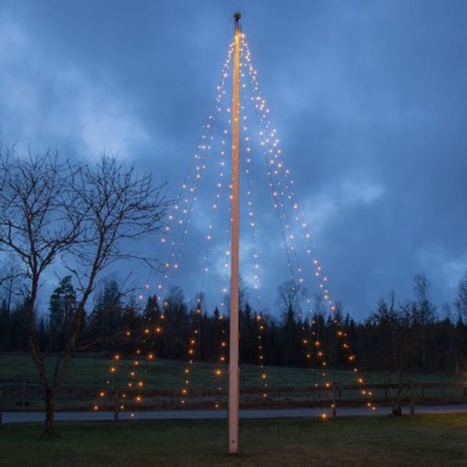 LED-kerstverlichting - Vlaggenmast - 7 meter - 360 warmwitte LEDs - 10 Strengen - IP44