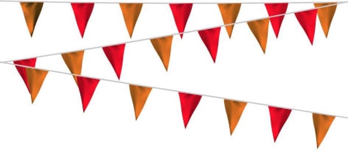 Vlaggenlijn Oranje Rood - 20 meter | Zware kwaliteit stof
