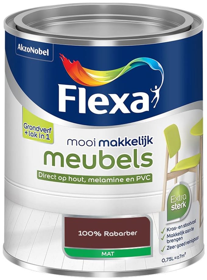 Flexa - Mooi Makkelijk Meubels Mat - 100% Rabarber - Mengverf - 750 Ml